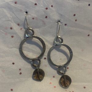 Silpada Silver and Brown Hoop Earrings